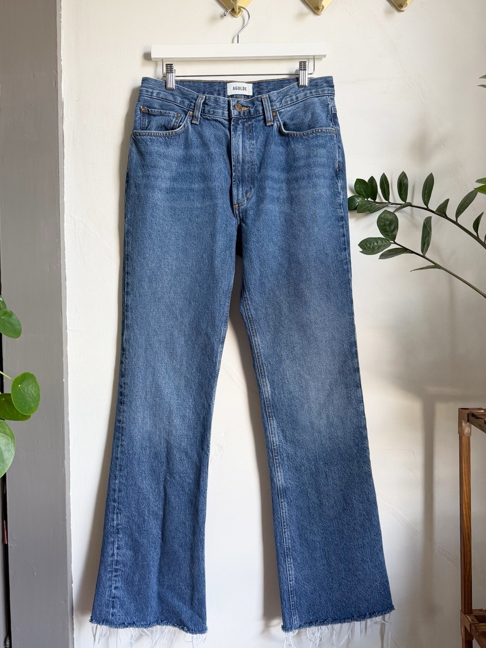 AGOLDE Leena Mid Rise Baby Flare Jean in Placebo